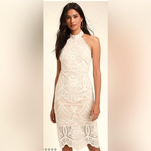Lulu’s White lace halter midi dress-Small _NWT! - Picture 3 of 8